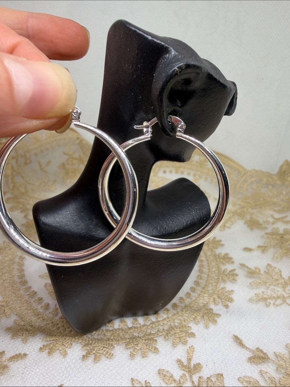925 Sterling Silver 1.5” Classic Hoop Earrings Clean Girl Old Money